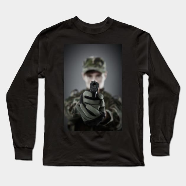 Military guy shooting Long Sleeve T-Shirt by naturalis